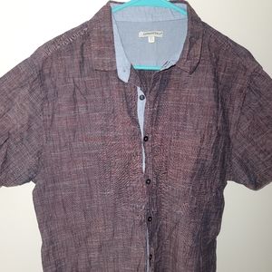 Interaffair Men's XL Short Sleeve Blue Button Front Collared Classic Shirt